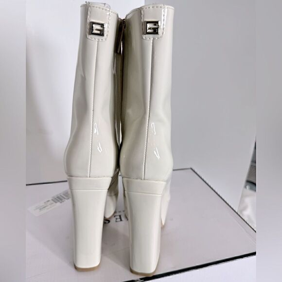 Guess Womens Byra Ivory Patent Square Toe Block Heel Mid-Calf Boots Shoes 10 - Picture 9 of 9